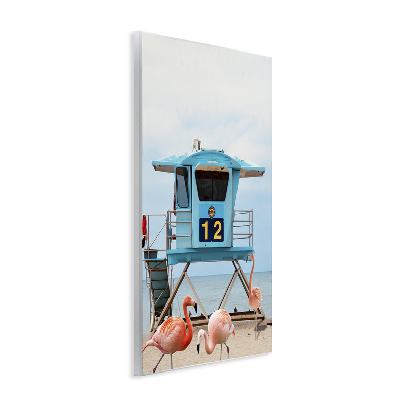 Plaque murale Beach Shore avec flamants roses, design par Ashley Singleton, H 19 po x l 13 po