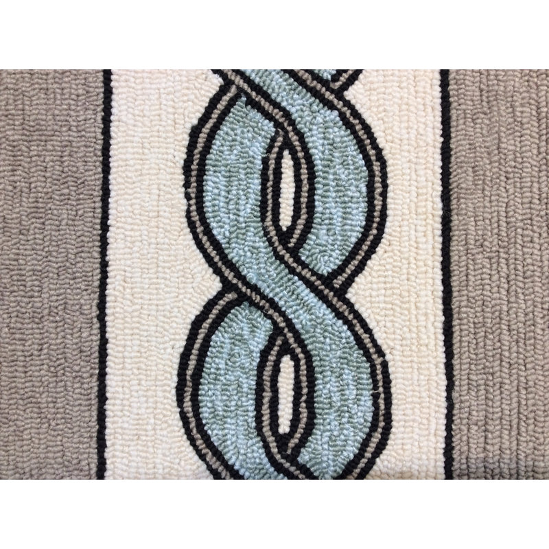 Verya Geometric Handmade Looped Ivory Area Rug, Rectangle 8' x 11'