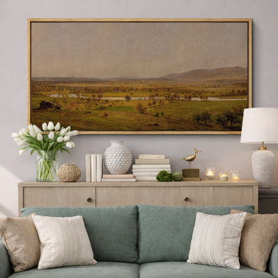 «Vintage Valley Panorama Landscape», salon, images sur toile, estampe numérique sur toile encadrée, 3 pièces
