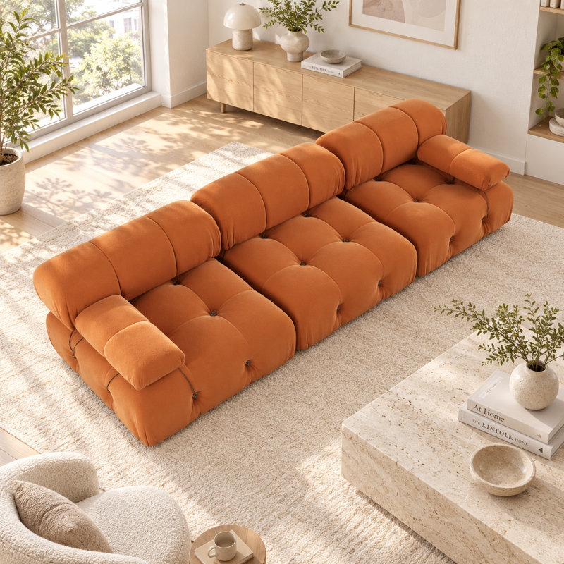 Jesse 104" Upholstered Sofa, Orange