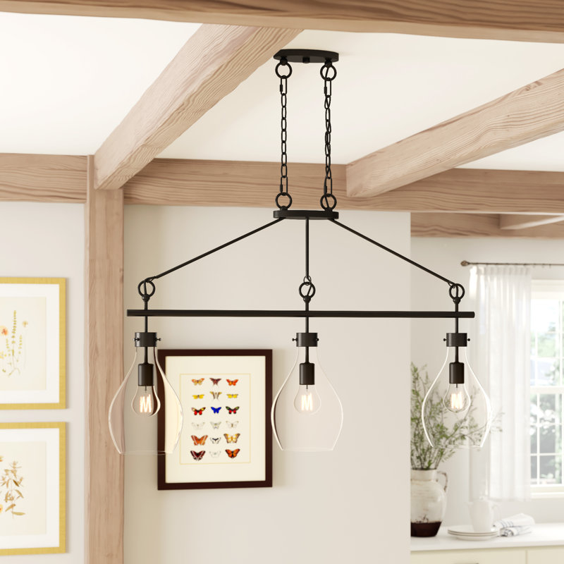 Luminaire suspendu linéaire à 3 lumières pour îlot de cuisine Breece
