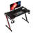 Black Gaming Desk LED Light Computer With Headphone Hook and Cup Holder Home Office Desk-2042088415