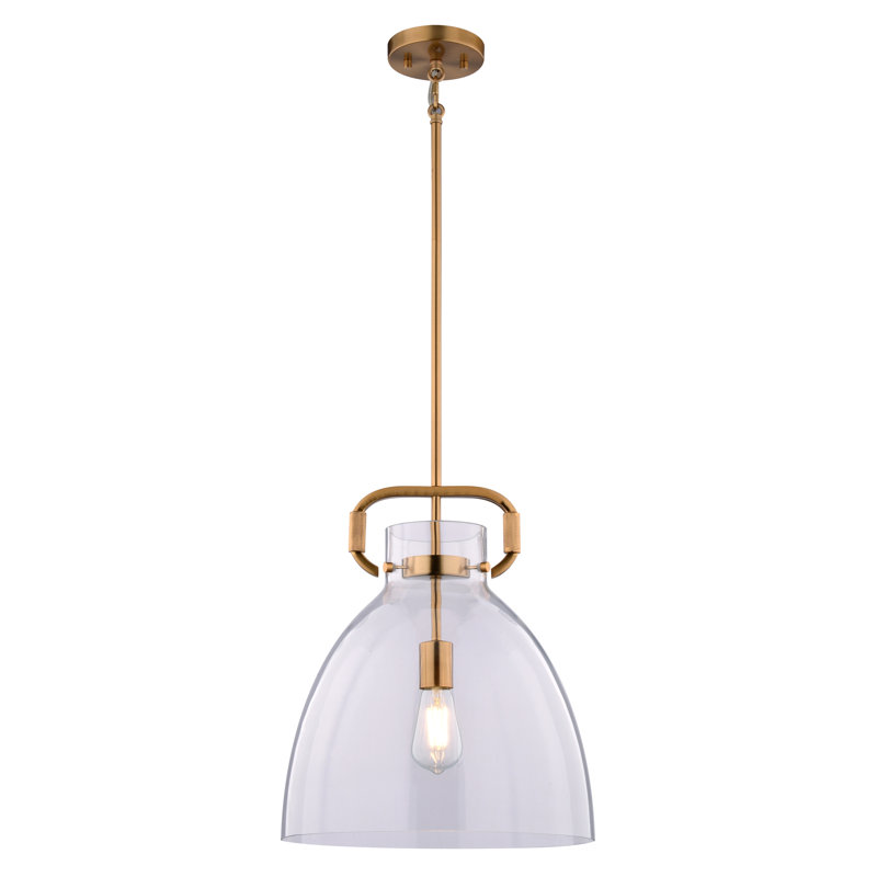 Aleyla 1 Light Contemporary Pendant Light Clear Glass, Muted Brass