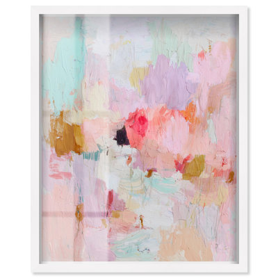 Swaths of Soft Color I Shadowbox Print Pink Wall Decor by Art Remedy, White Frame, 20 x 24