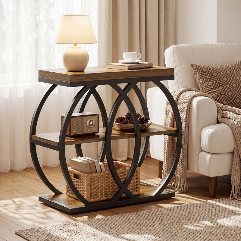 End Table With Storage Shelves