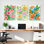 Ensemble de 3 tableaux sur toile représentant des fleurs et des feuilles tropicales, idéal pour la décoration du salon et de la chambre.