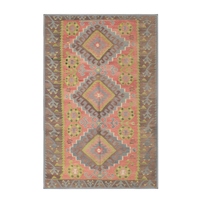 Tapis de zone brun/vert contemporain
