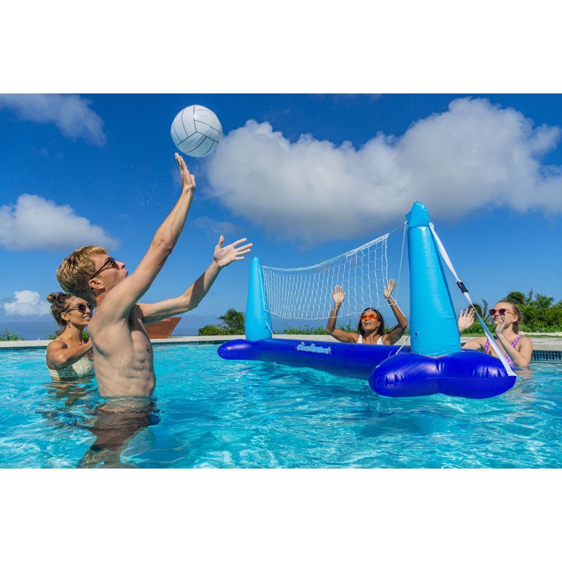 Giant Inflatable Blue and Purple Floating Volleyball Set