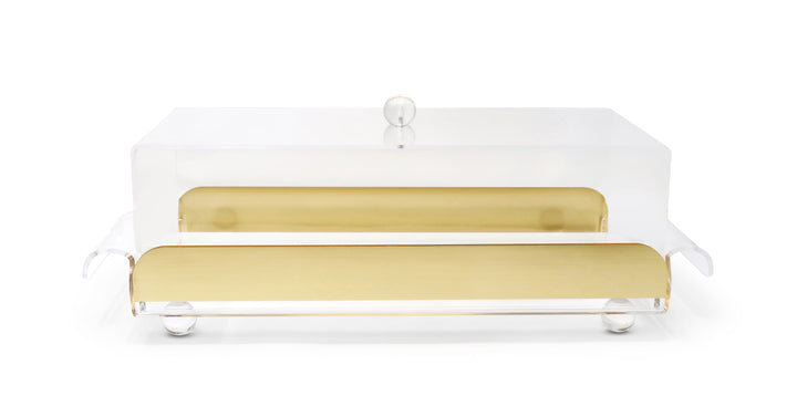 Rect. Cake Tray with Dome, Colored Sides, Gold