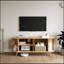 Meuble télé de 50 pouces avec prise électrique, style cannelé, pour téléviseur de 55 pouces, portes coulissantes, fini chêne naturel