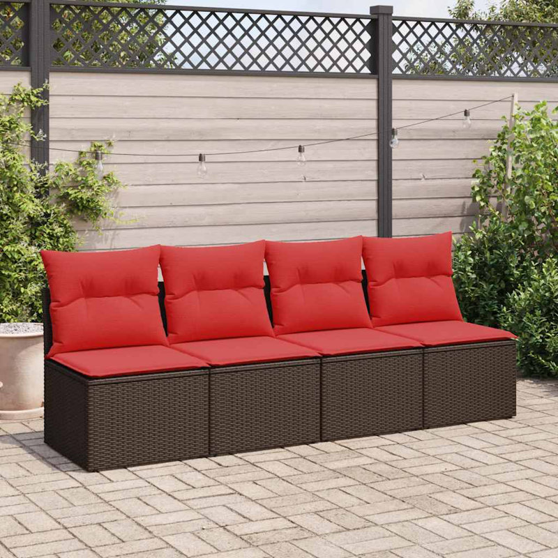 Ensemble de canapé de patio avec coussins 2 pièces Ebern Designs, Rouge, Brun