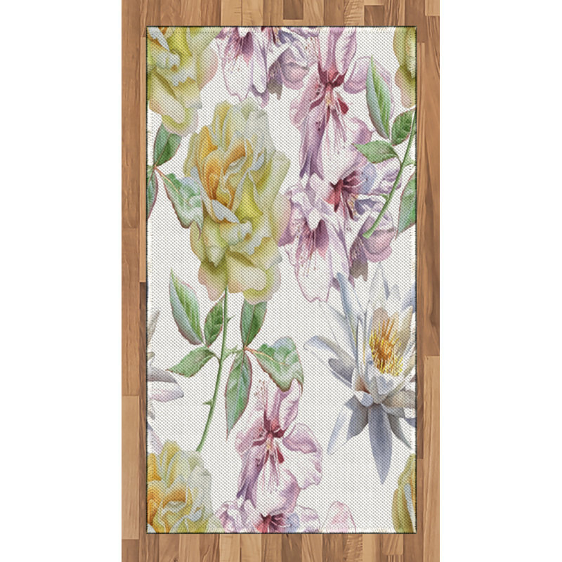 Floral High Density Long Fiber Poly Threads Decorative Area Rug Carpet, Rectangle 2'7" x 5'