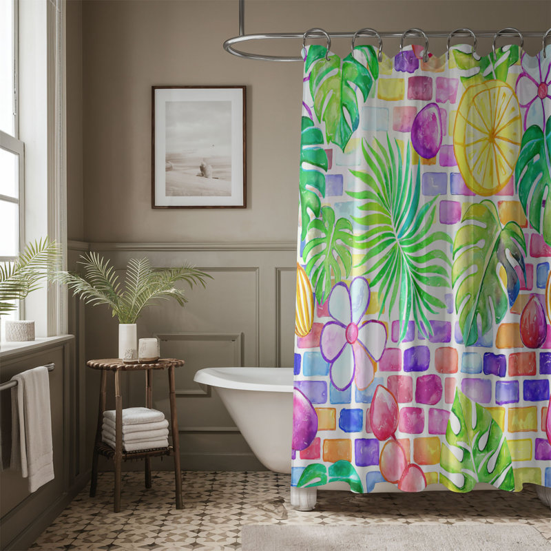 Rideau de douche Flower Brick, H 74 po x l 71 po