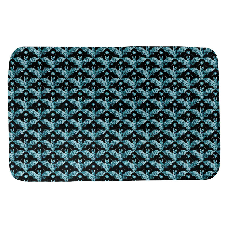 Tapis pour salle de bain arc-en-ciel Leffel, l 17 po x L 24 po, Sarcelle / Noir