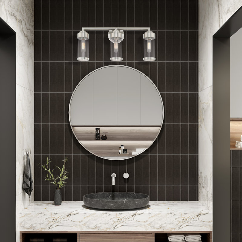Éclairage de salle de bain à intensité variable à 3 lumières Binghamton, Nickel brossé, 3