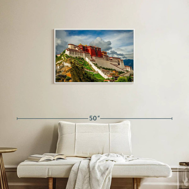 Palais du Pocala, Tibet, Cadre flottant blanc, 31 po x 21 po