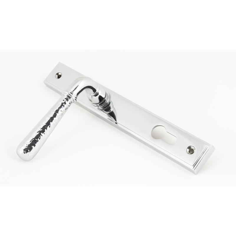 Hammered Newbury Lock Door Handle, Polished Chrome
