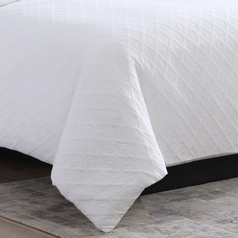 White Standard Cotton Reversible 3 Piece Comforter Set, King Comforter + 2 King Shams
