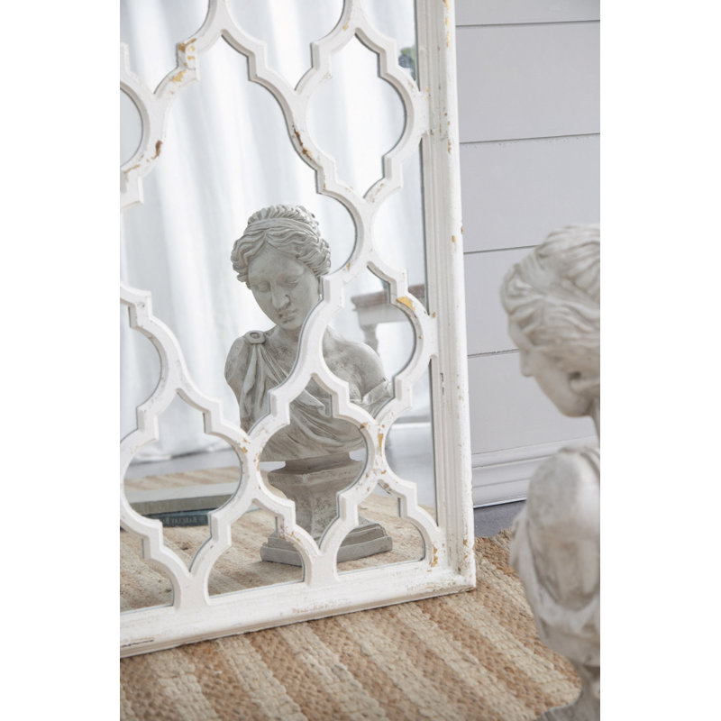 24 "x 60" miroir de plancher blanc patiné, miroir complet pour le salon de la chambre à coucher de la salle de bain