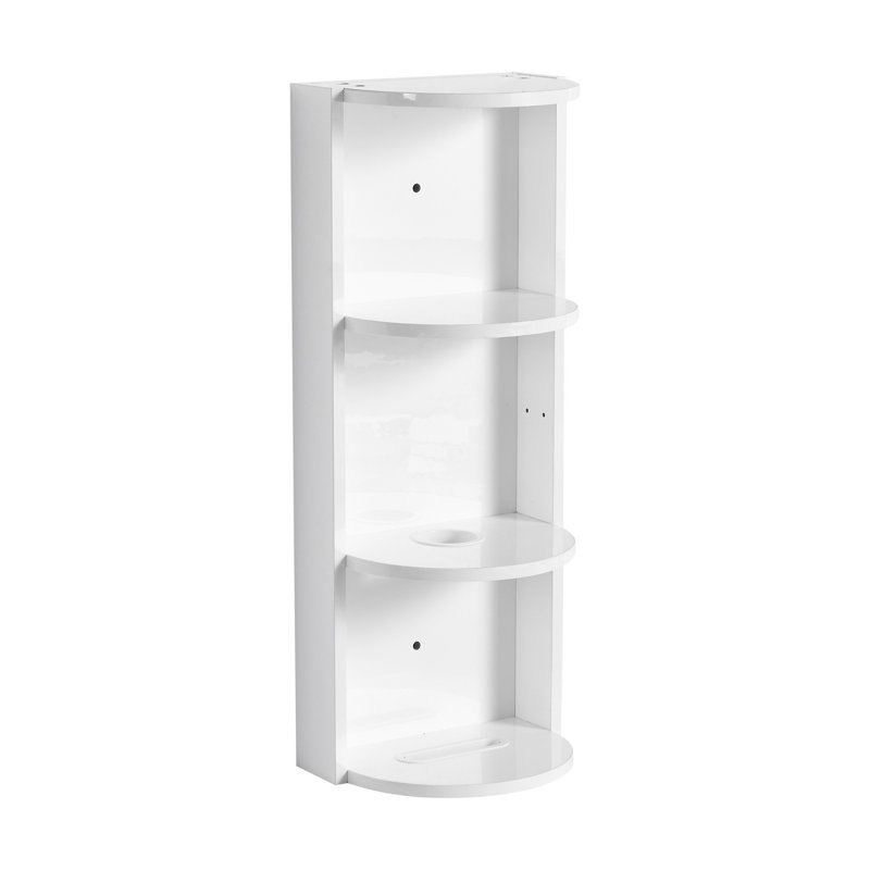 12-Inch Bathroom Wall-Mounted Storage Rack, Floating Design For Modern And Space-Saving Storage Solutions, Glossy White