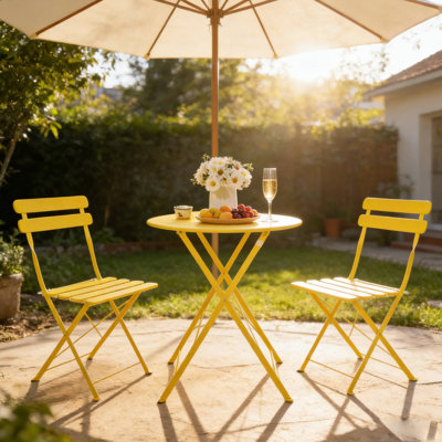 3-Piece Patio Bistro Set For Balcony Brunch & Garden Casual Gatherings With Friends