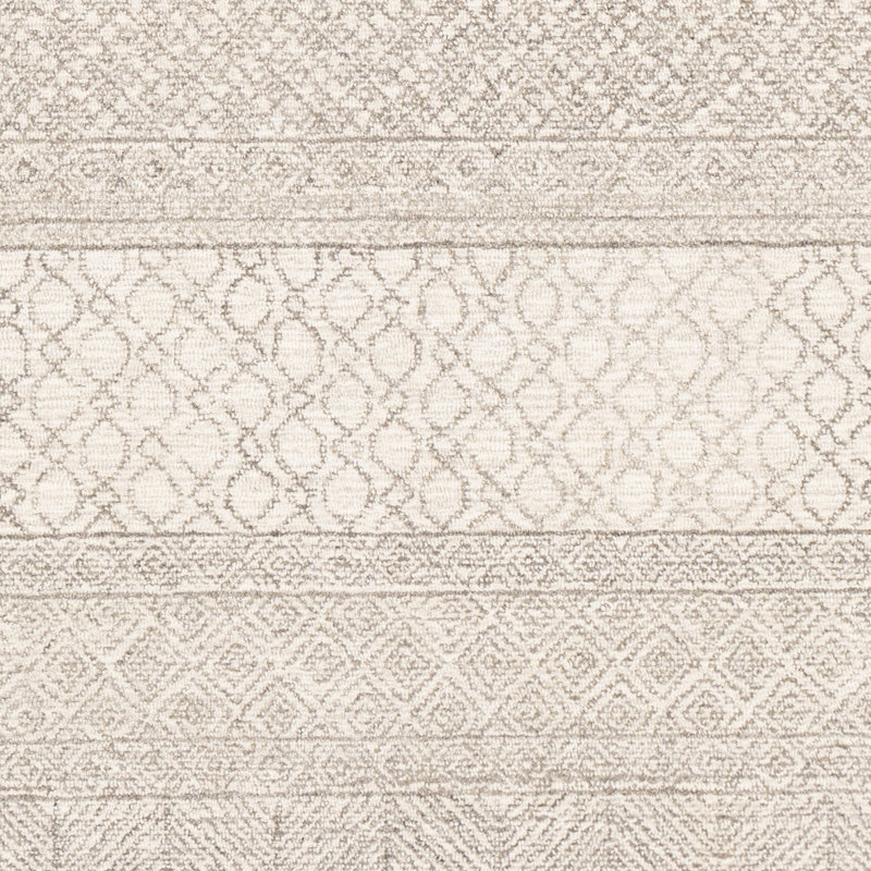 Abdera Geometric Hand-Tufted Wool Gray/Cream Area Rug, Rectangle 3' x 5'