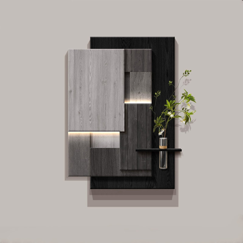 Black + Gray Rectangle Sandstone Wall art, Black/Gray, 31.5" H x 23.62" W