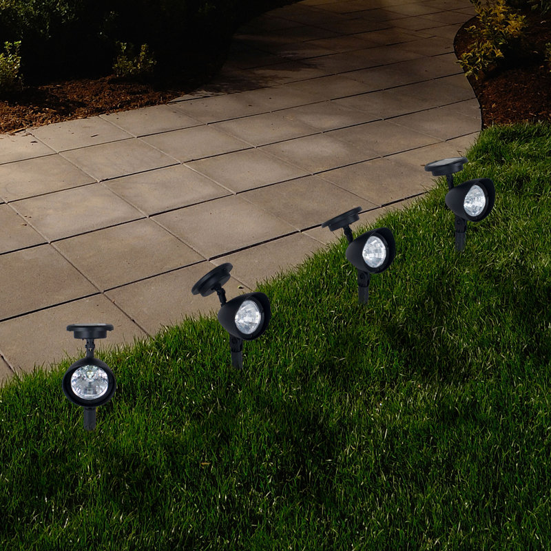 Black Weather-Resistant LED Solar Outdoor Pathway Lights, 4-Pack