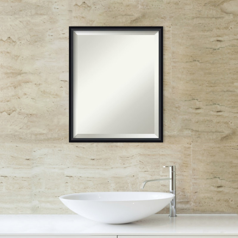 Mettawa Flat Wall Mirror, Satin Black, 25.25" x 37.25"