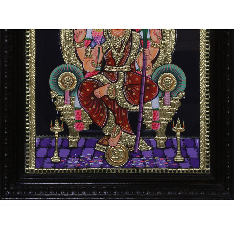 Tanjore, peinture de la déesse Bhuvneshwari Devi | Couleurs traditionnelles avec or 24 carats | Avec cadre