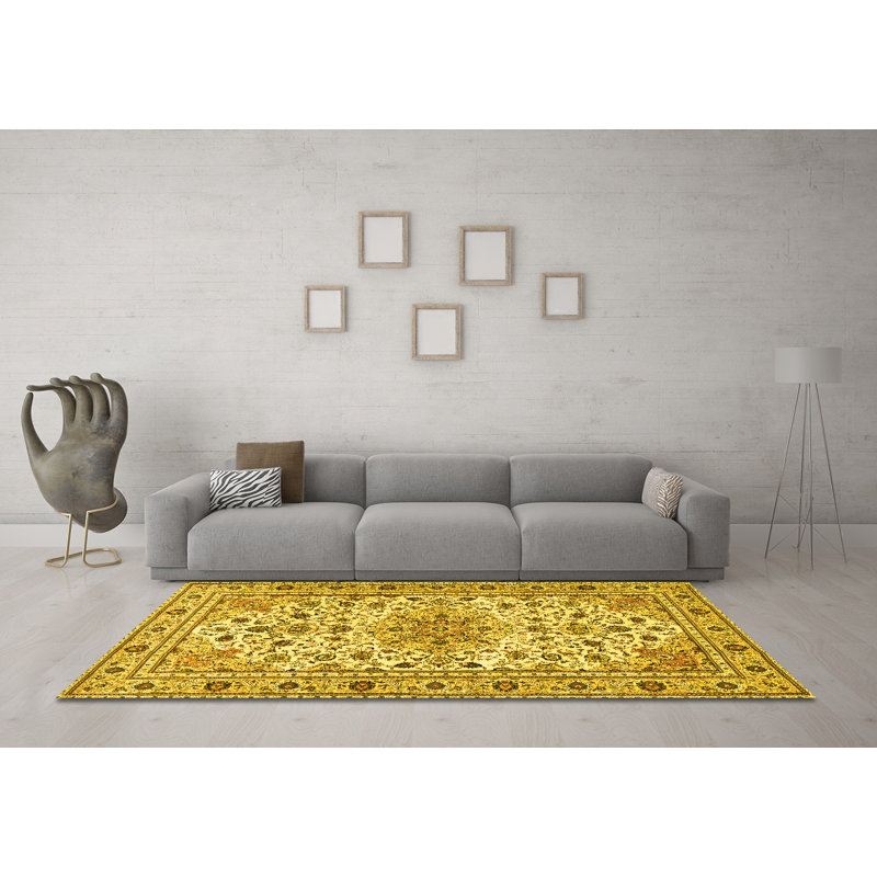 Washable Oriental Indoor Rug, Round 7'