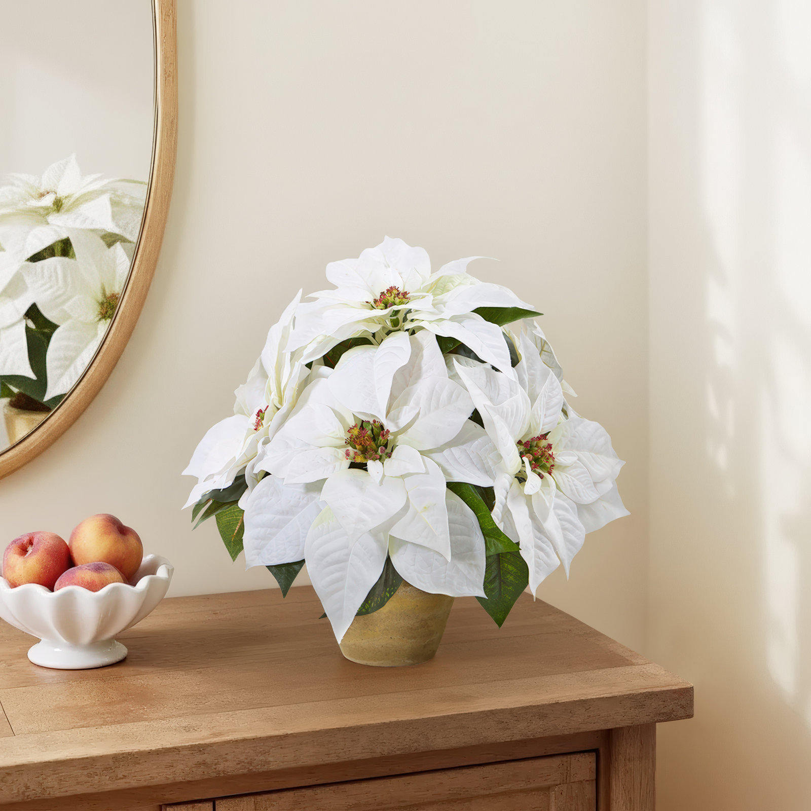 Artificial Poinsettia Floral Arrangement in Vase