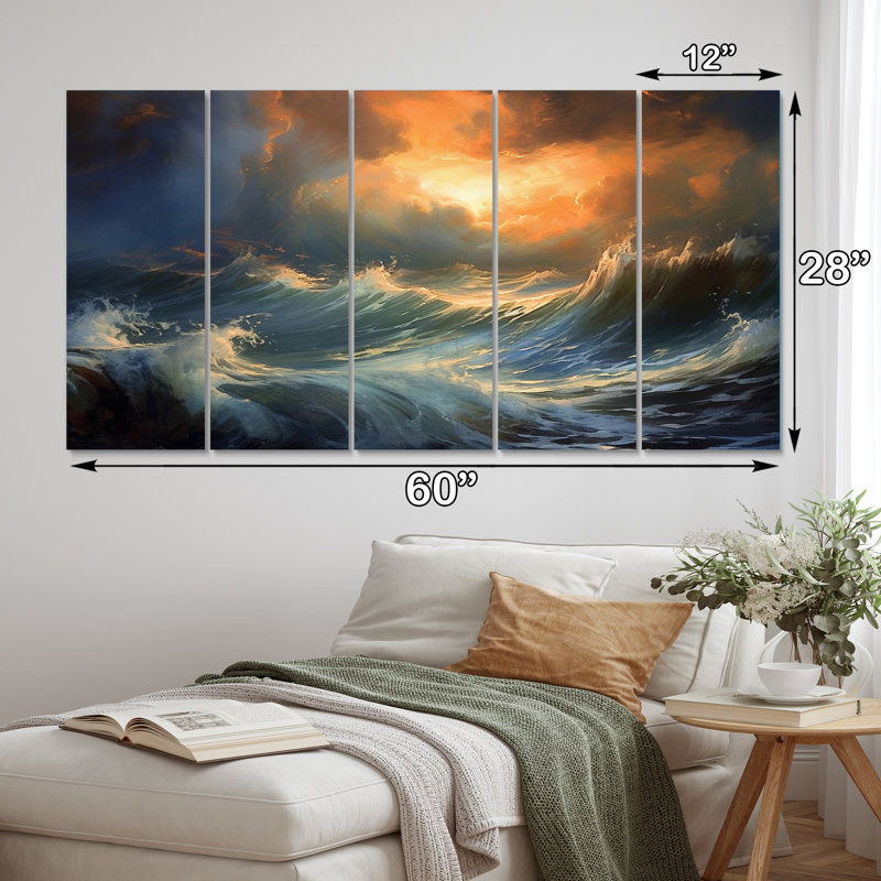 Stormy Seas II - ensemble de décoration murale bord de mer en métal