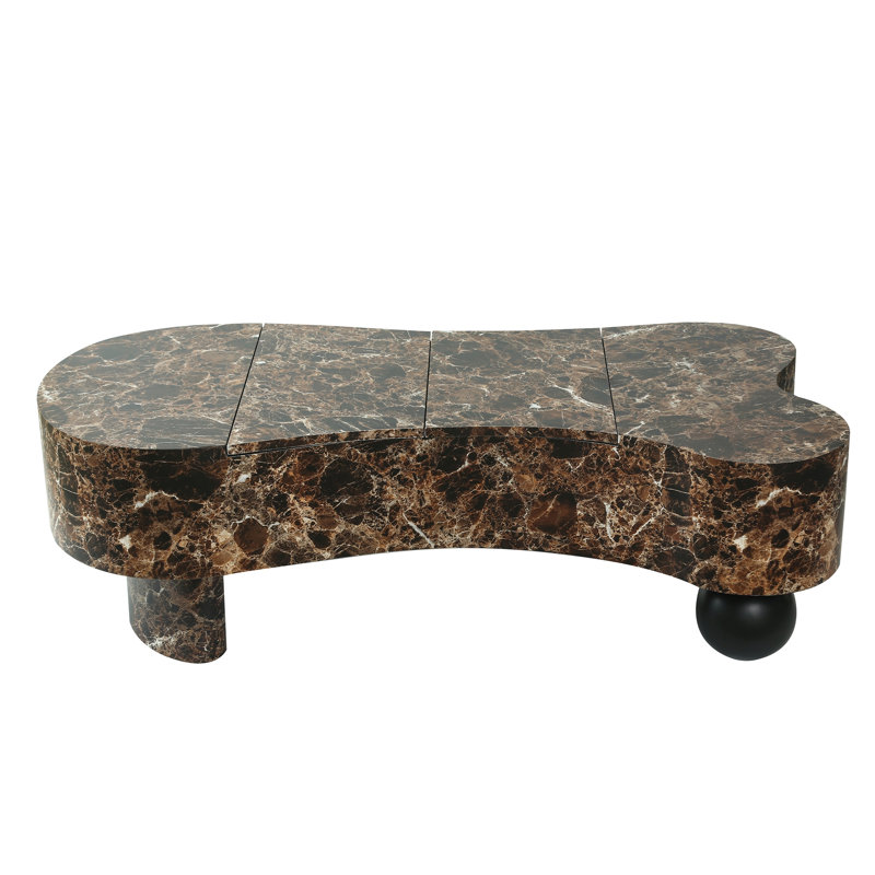 Faux Travertine Modern Irregular Coffee Table