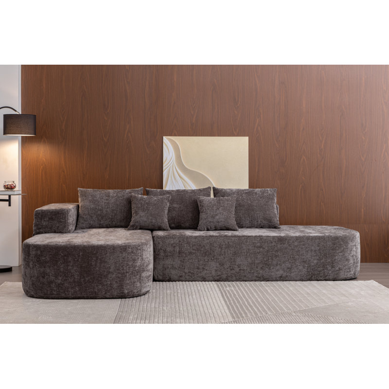 Canapé modulaire 2 pièces Lavia, Accoudoir à gauche (vu de face), Gris chenille