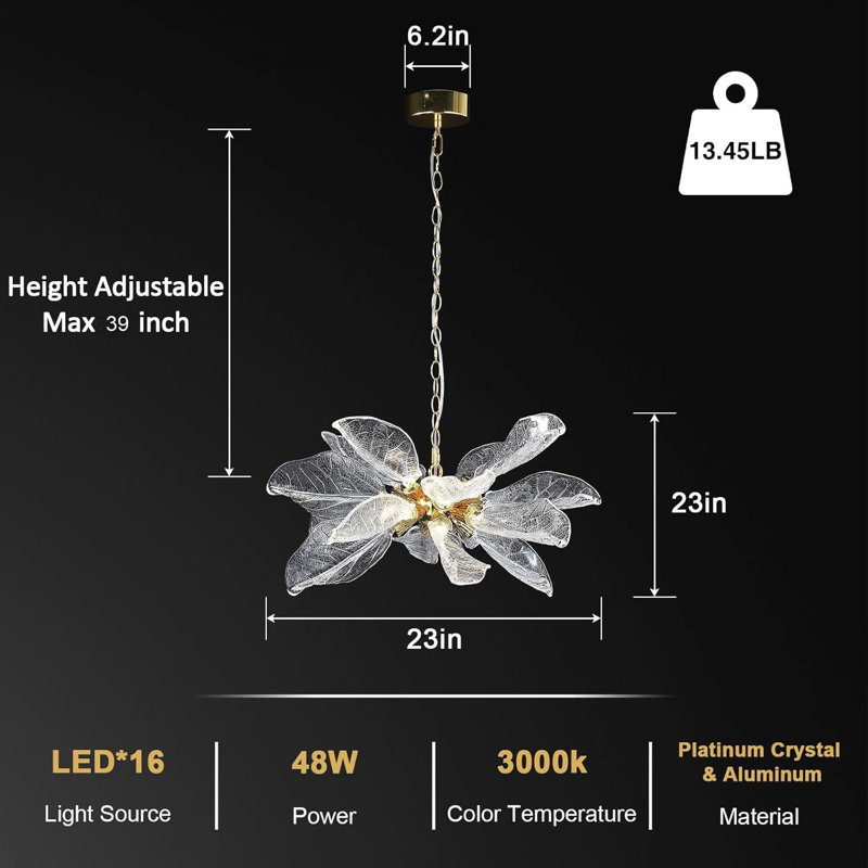 18-Light Modern Dimmable LED Chandeliers for Dining Room, Gold