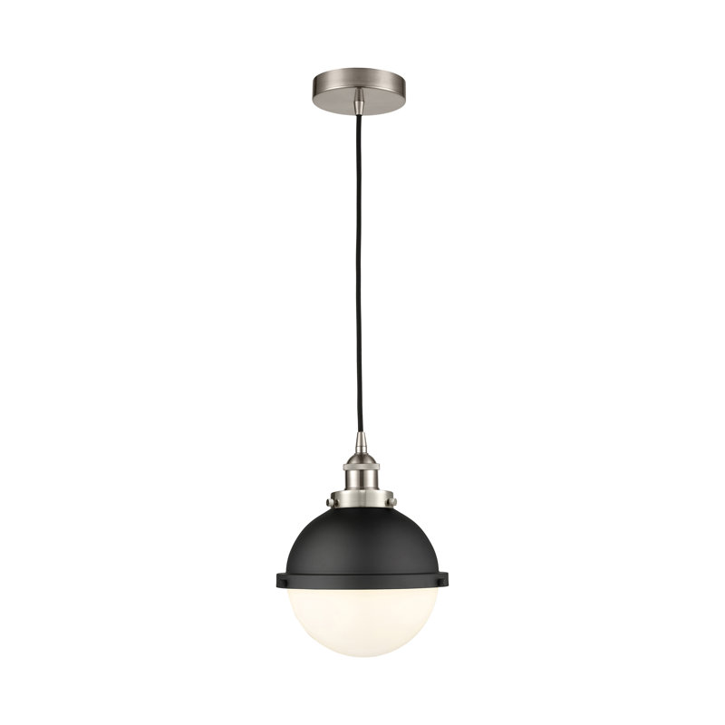 Luminaire suspendu simple à 1 lumière Laklyn, Bullé, H 12,5 po x l 9 po x P 9 po, Nickel satiné