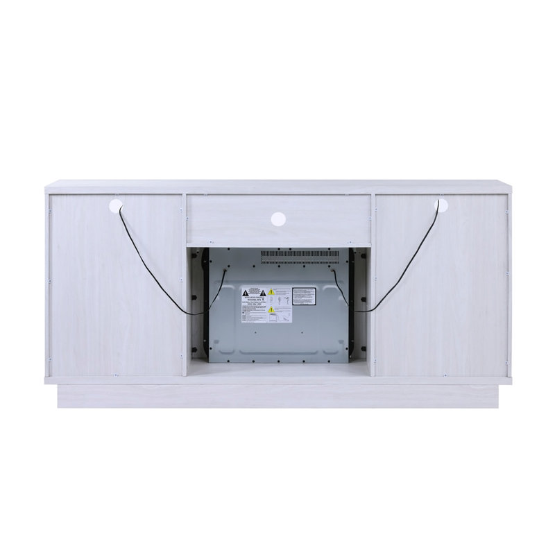 Console de meuble télé avec chauffage, lumière DEL, tablettes ouvertes pour téléviseur de 65 po ou moins