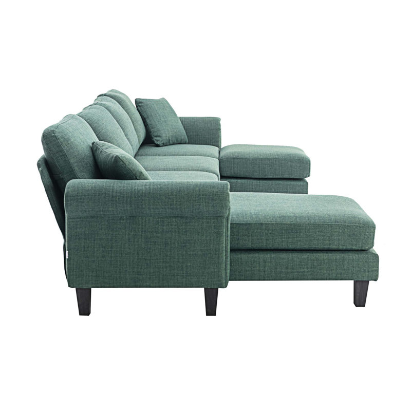 Canapés modulaires rembourrés 3 pièces Aindrea, Polyester émeraude