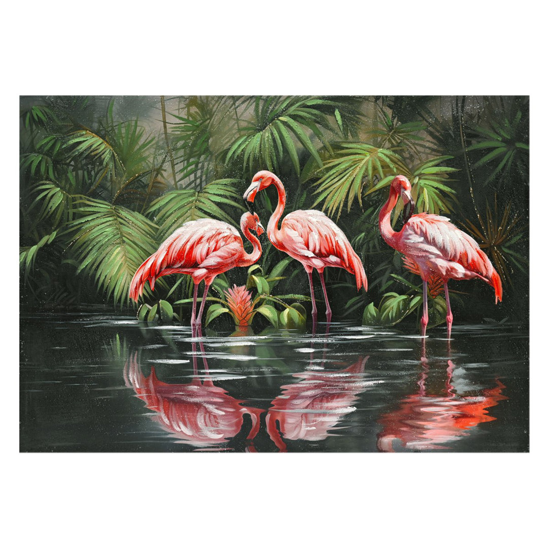 ORIGEN Decor Home Dekoratives Flamingo-Gemälde für die Wand, tropisches Design und lebendige rosa Farbe - ohne Rahmen au...