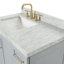 Ensemble de meuble-lavabo simple en bois massif 37 po gris Freitas avec plateau en marbre de Carrare 1,5 po, évier gauche et rectangulaire-2117420978-2084230376-2084230421