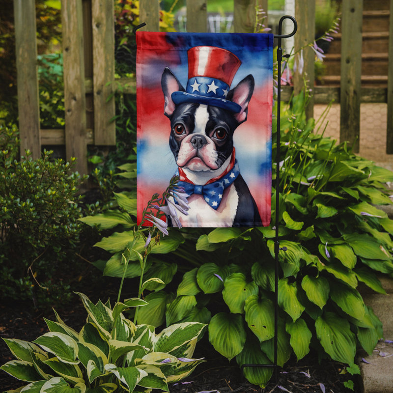 Drapeau patriotique du jardin américain, Terrier de Boston noir multicolore