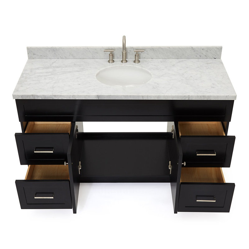 Abell 61'' Single Bathroom Vanity with Carrara Marble Top, Black