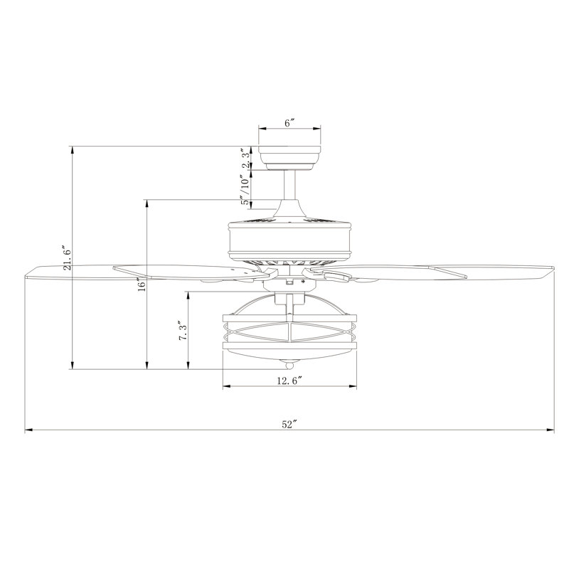 Ventilateur de plafond 52 pales 52 po avec télécommande et ensemble d'éclairage inclus Ulrey
