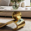 Table basse contemporaine, centre ovale en faux marbre