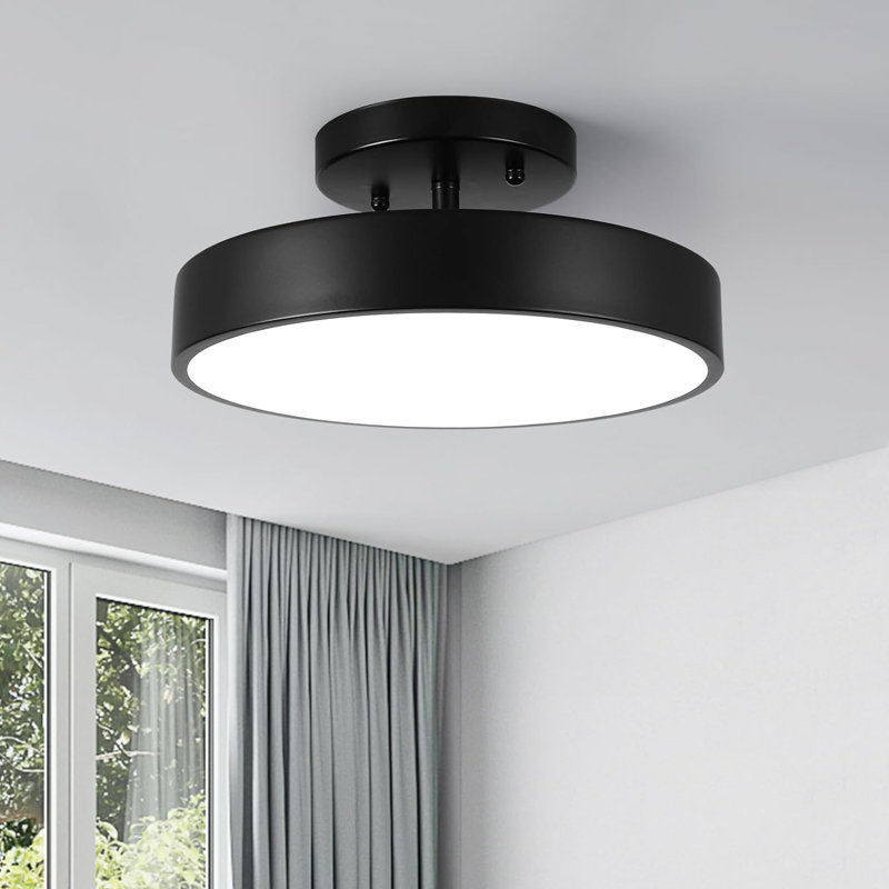 Plafonnier semi-encastré, éclairage de plafond près du plafond de 12 po, luminaire à DEL de 18 W, cadre en métal et abat-jour en acrylique, 4 000 K, sans intensité variable