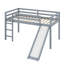 Lit mezzanine simple en bois d'hévéa simple avec glissières, échelle et barrières de sécurité-333851205