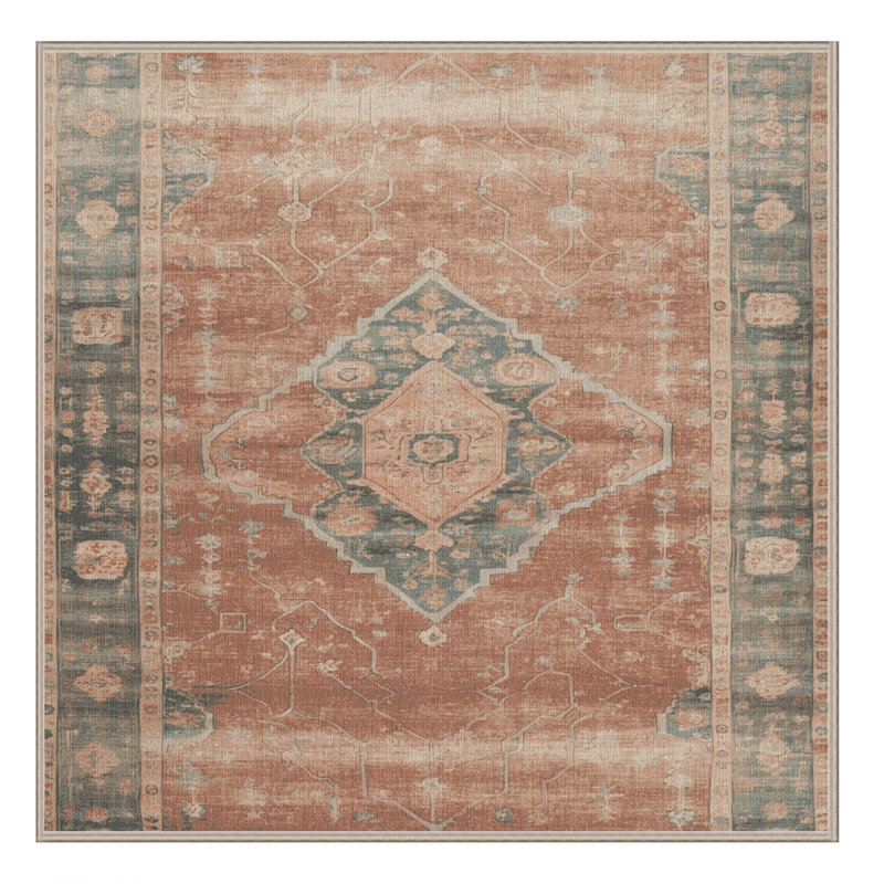 Machine Washable Overdyed Brown Area Rug, Square 7'