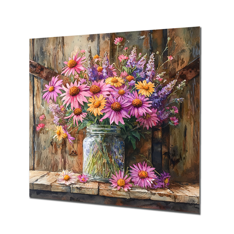 Jardin mauve marguerites à la ferme IV, H 36 po x l 36 po