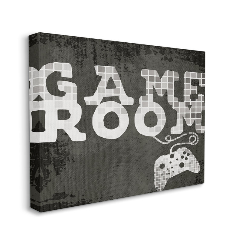 Motif géométrique de contrôleur vidéo de jeu vidéo, Toile tendue, H 16 po x l 20 po